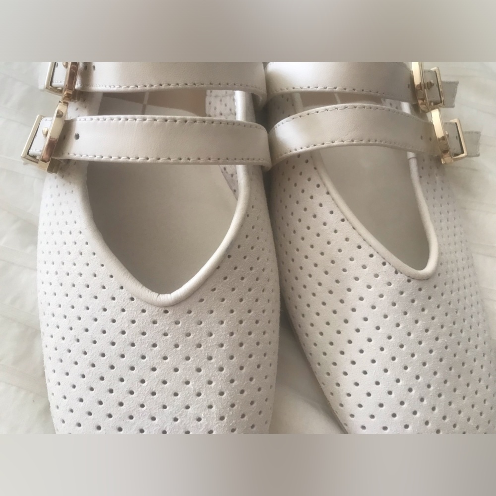Dolce Vita Cream Perforated Double-Buckle Flats - Picture 11 of 13